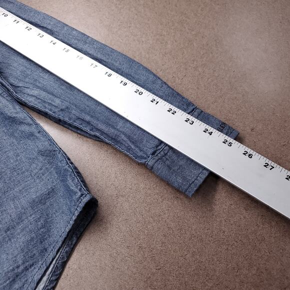 Calvin Klein Chambray Shirt Mens S Dark Blue Button Up Long Sleeve Casual Cowboy - Picture 7 of 11